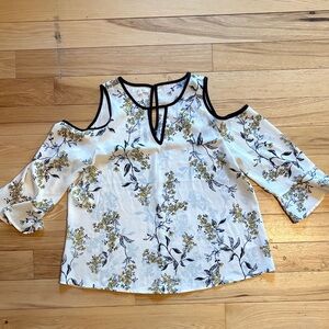 Maurices Floral Cold Shoulder Blouse - White and Black